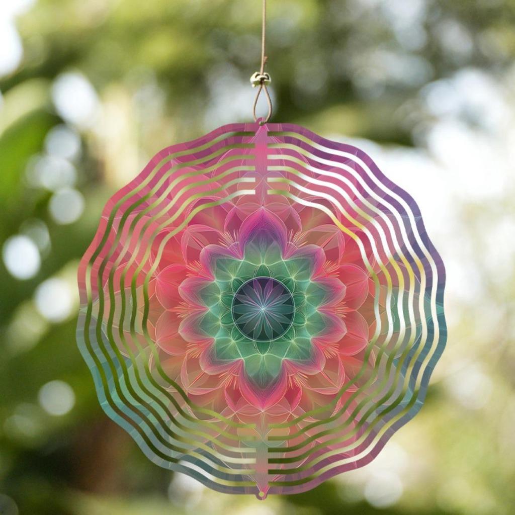 10 Inch Bohemian Style Metal Wind Chime Colorful Spinning Design for Garden Patio Decor No Battery Needed with Hook Ideal Gift