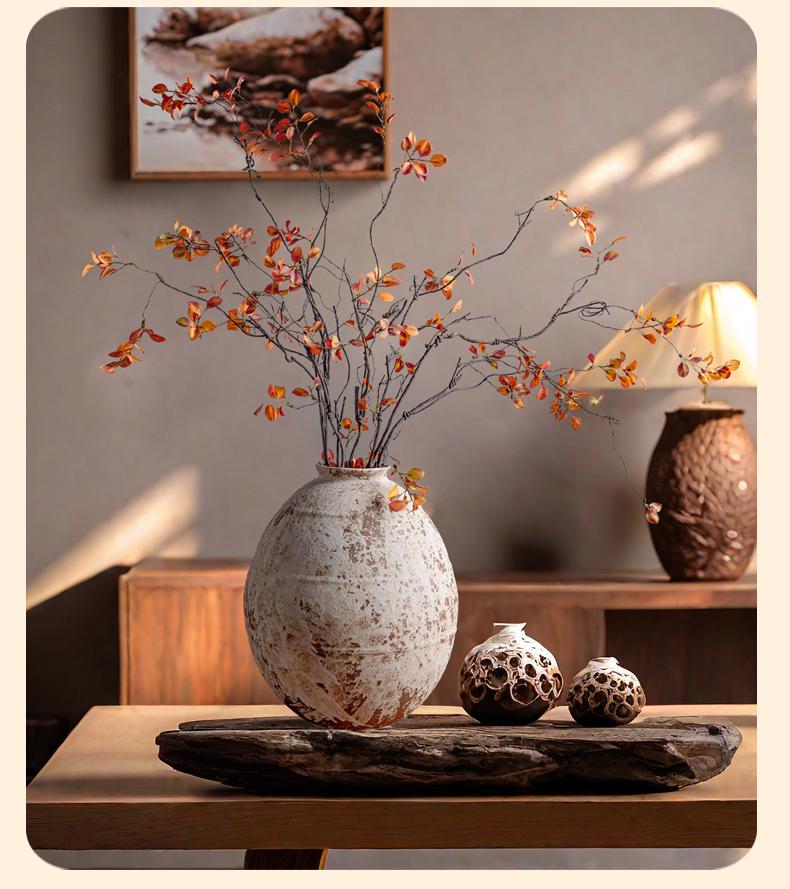 Wabi-Sabi Style Jingdezhen Ceramic Vase - Retro Coarse Pottery Centerpiece Jar