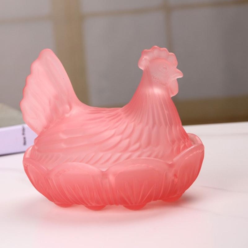 Glass Hen Candy Dish,Decorative Covered Candy Bowl with Lid Crystal Glass Chicken Shape Candy Jar Snacks Bowl Gift