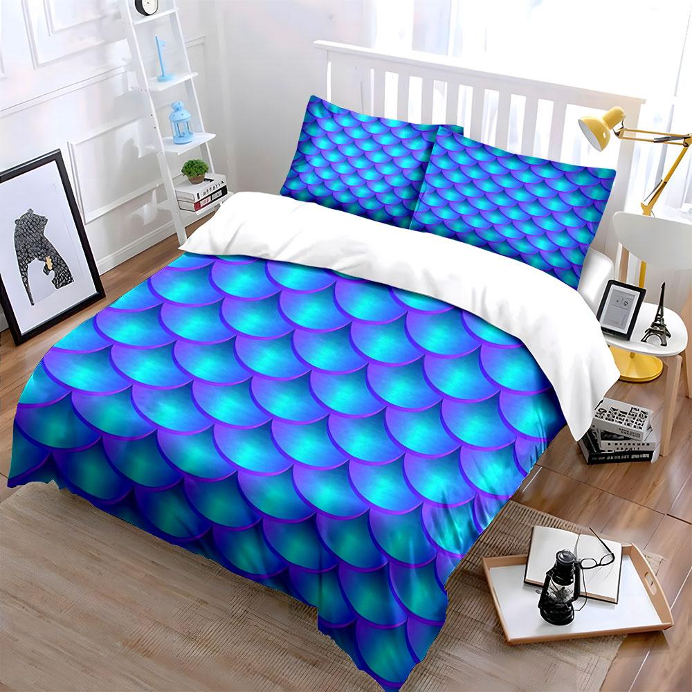 Mermaid Scale Bedding Set Bedding Duvet Cover Set Duvet Cover Pillowcases (1 * Duvet Cover 2 * Pillowcases, without duvet insert)