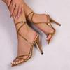 Fashion Temperament Round Toe Open Toe Crossed One Strap Anti-Slip Wear-Resistant Stiletto Sandals