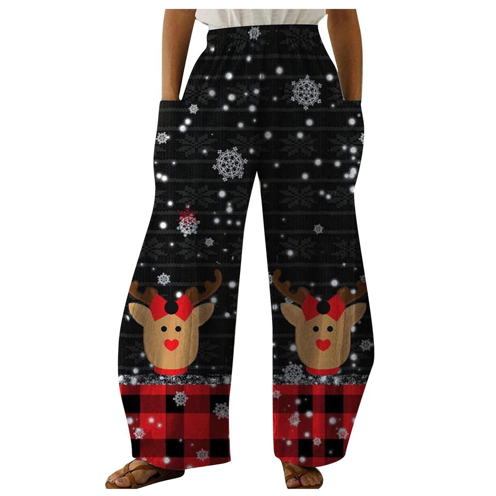 Women's Fashion Christmas Elements Printed Loose Casual Wide Leg Pants