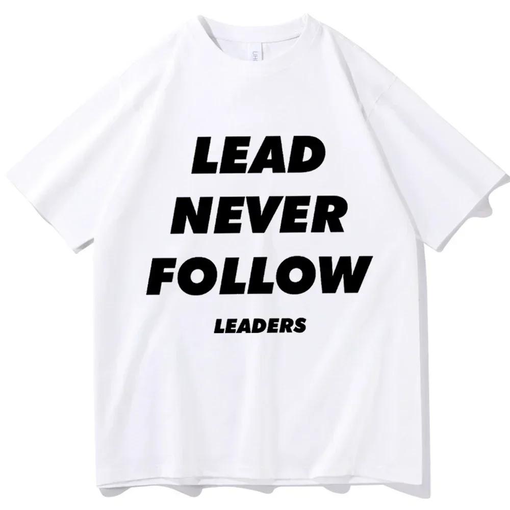 Chief Keef Lead Never Follow Leaders Unisex Tops Graphic Fashionable Vintage O-Neck Harajuku Streetwear Versatile Short Sleeve