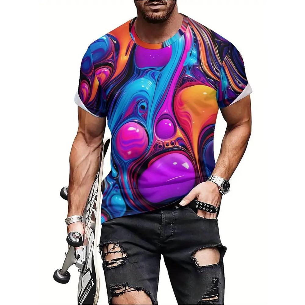 3d Printed Abstract Pattern Men T-Shirt Colorful Unisex Hip Hop T Shirt For Men Summer Casual Round Neck Short Sleeve
