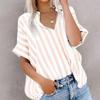 European and American Foreign Trade Women clothes Spring Summer Leisure Commute Print Stripe Contrast Color Short sleeve Cardigan Shirts Women's Top