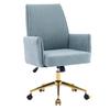 Height-adjustable office swivel chair with medium-high backrest, striped cover fabric and ergonomic shape. The medium backrest provides op
