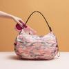 Large-Capacity Waterproof Foldable Shopping Tote Bag Durable Polyester Adjustable Shoulder Straps Circular Design for Travel
