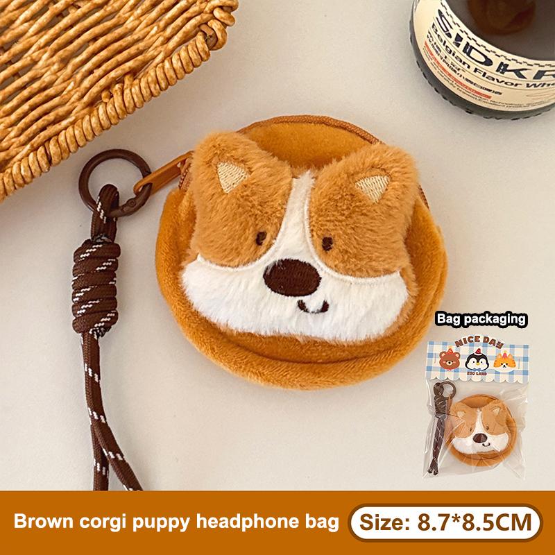 Cartoon Plush Doll Coin Purse Cute Earphone Bag Keychain Animal Plush Storage Bags Lovely Backpack Pendant Birthday Gifts