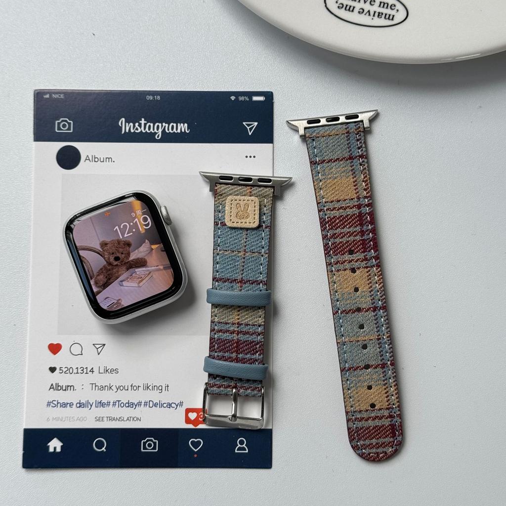 Cute Rabbit Bear Plaid Strap For Applewatchs10 Apple Watch Iwatch789Se