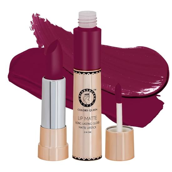 Colors Queen 2 in 1 Matte Lipstick | Lip Matte | Long Lasting Gloss, Waterproof, Non Transferable| (21 - Glam Pink, 8g)