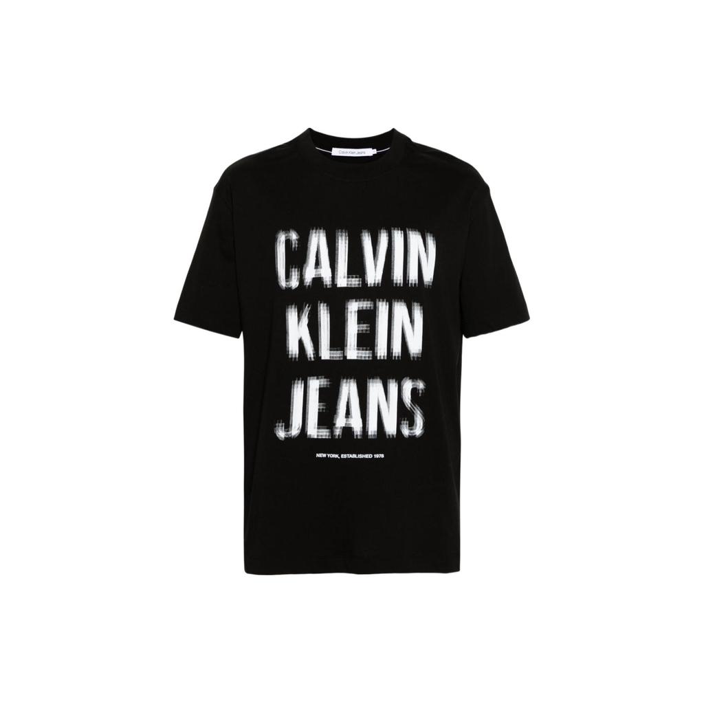 CALVIN KLEIN Erkek Illusion Logo T Shirt T Shirt Men's Black J30J324648BEH