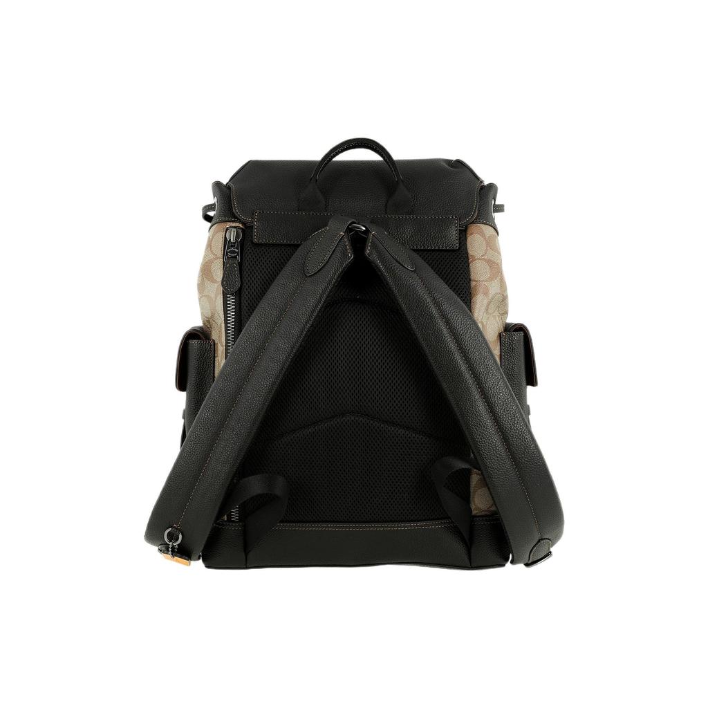 Coach Hudson 29 Classic Monogram Print Flap Drawstring Closure Canvas And Leather Backpack Men Backpack Brown Black CB902-QBV0S