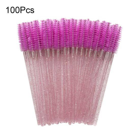 100Pcs/Bottle Disposable Mascara Wand Eyelash Brush Faux Crystal Eyebrow Spoolies Brush Portable Lash Makeup Applicator Brush Tools