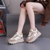 Spring platform versatile dad shoes women's fashion simple height increase casual single shoes niche Harajuku small white board shoes