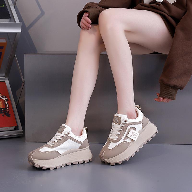 Spring platform versatile dad shoes women's fashion simple height increase casual single shoes niche Harajuku small white board shoes