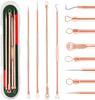 FIRST BEAUTY 4Pcs Blackhead Pimple Golden Remover Tools for Professional Tweezers Kit for Remove Acne Comedone Extractor, Black Heads Removing on F