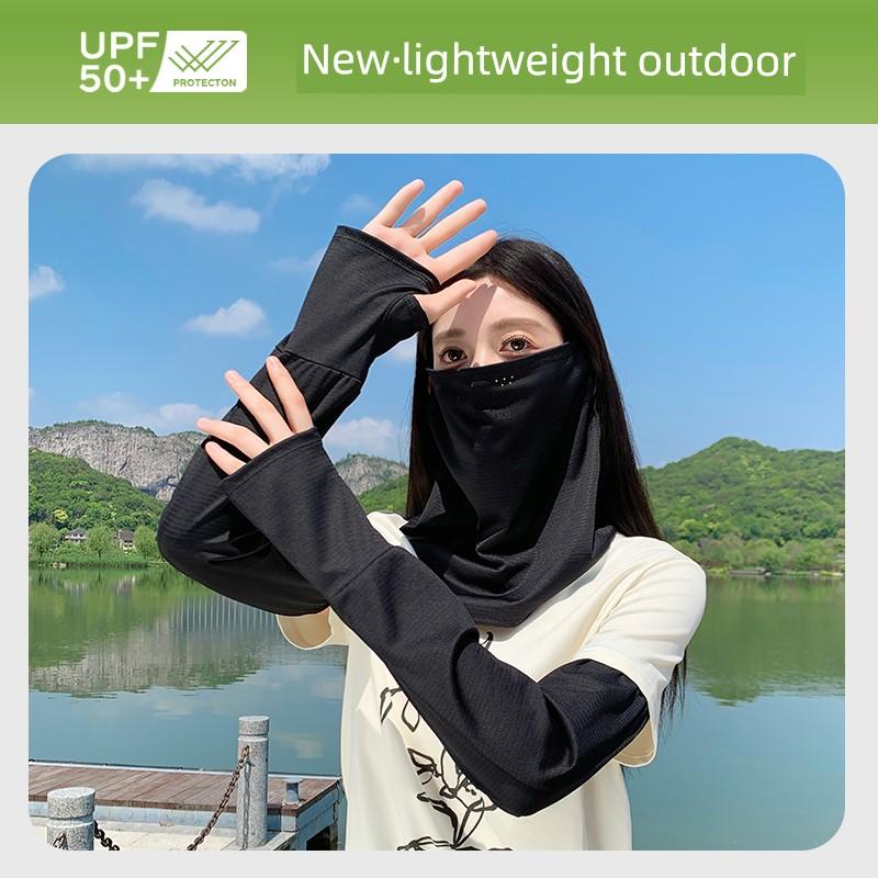 Summer Sun Protection Mask for Men, Neck Gaiter, Ice Silk Headscarf, Full Face Sunshade with Ear Loops, Outdoor Driving Essential for Women