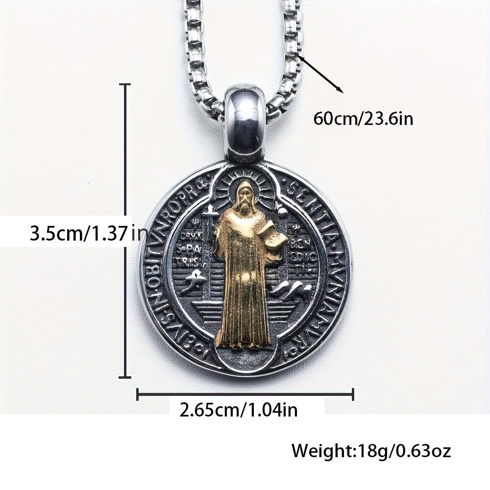Stainless Steel Saint St. Benedict Collar Medal of San Benito Necklace Men Women Spiritual Virgin Mary Pendant Necklace For Men