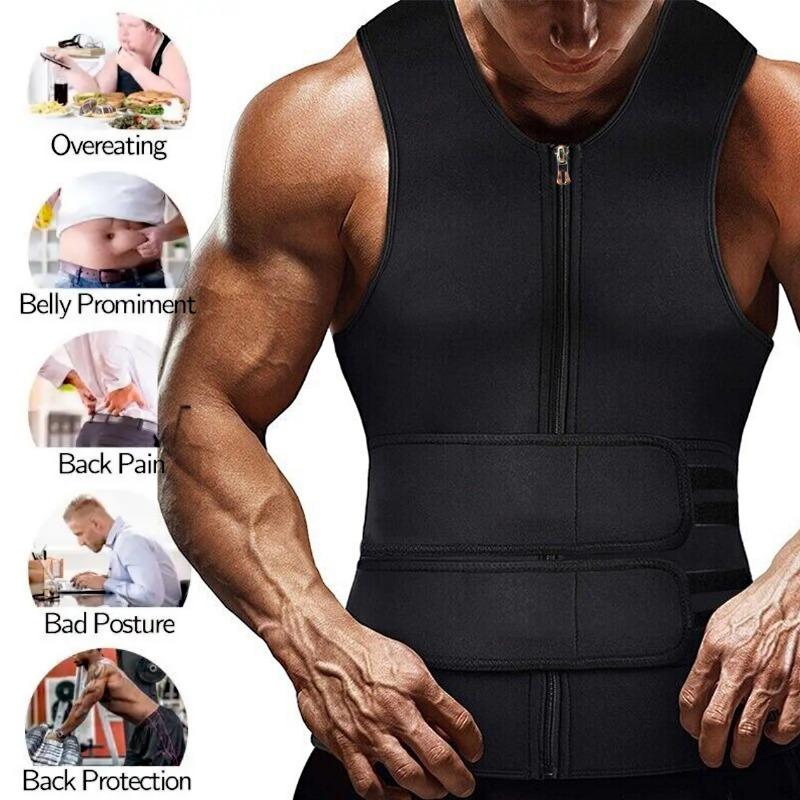 Men Double Belt Vest Waist Trainer Sweat Body Shaper Sports Slimming Waist Trimmer