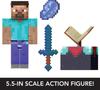 Mattel Minecraft Diamond Level Steve Action Figure with 3 Inch Collector Scale Pixel Design Accessories, 5.5