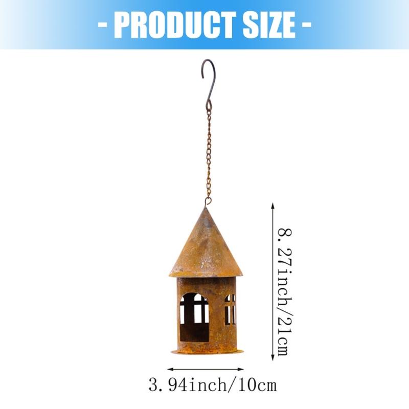 Retros Iron Castles Candle Stand Weather Resistant Iron Castles Sculpture Durability Garden Decoration