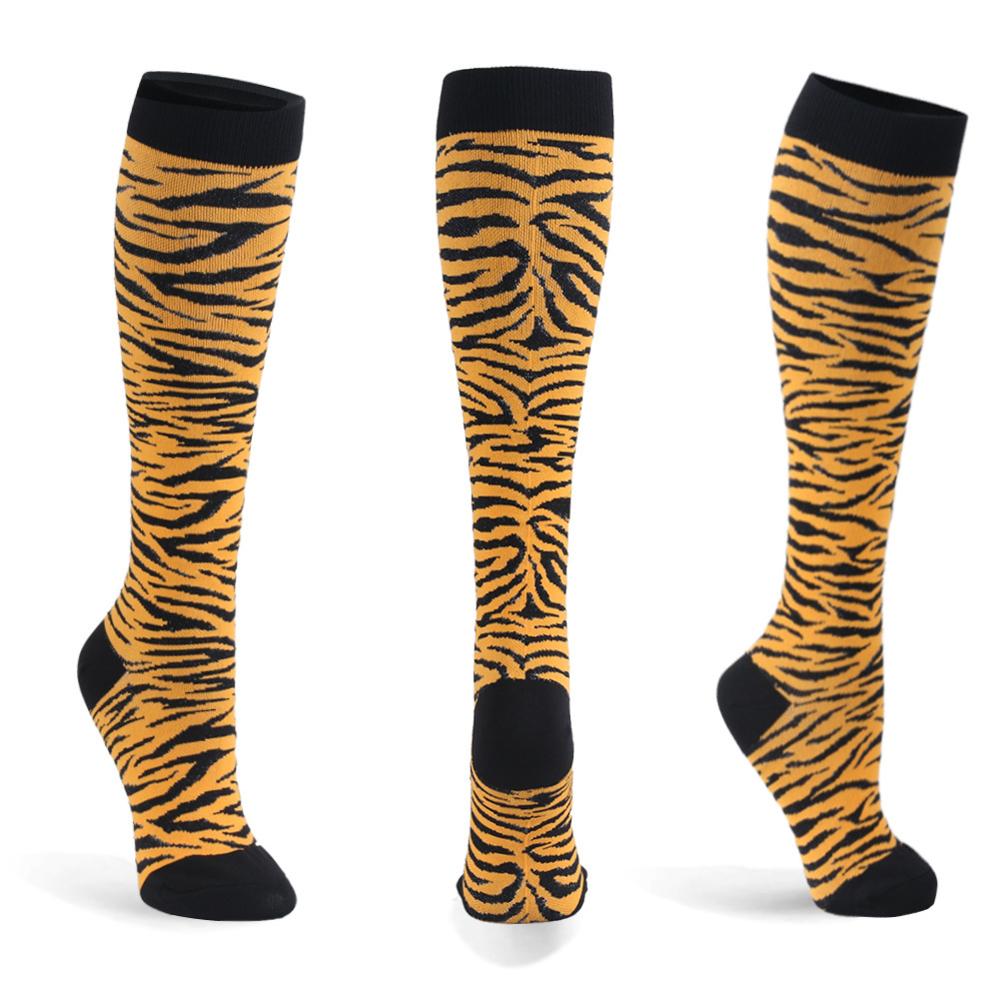 Huayasx Sports Compression Socks Pressure Rhombic Stripes Ball Love Hearts Stars Leopard Arrow Elastic Stockings Outdoor Sports