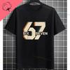 Funny Aura Energy 67 Battery Graphic TShirt with Six Seven Meme Desgin Short Sleeve Pure Cotton Round Neck Casual Tshirt