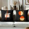 Modern Geometric Pattern Black Throw Pillow Covers Polyester Pillowcase, Sofa Decorative Cushion Cov Headboard Pillow