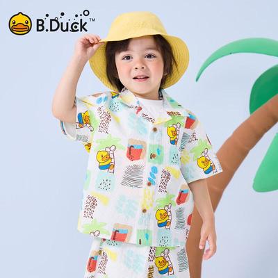 B.Duck Boy's Short Sleeve Cartoon Shirt