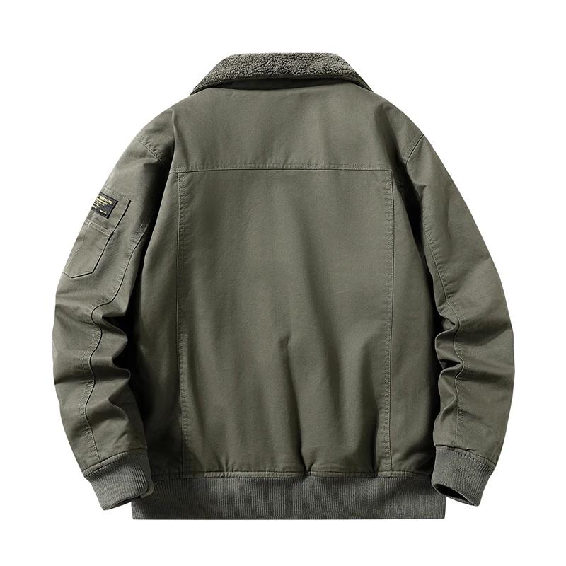 New Casual Versatile Solid Lapel Men Tops Winter Fleece Thickening Parka Outdoors Loose Keep Warm Fashion Multiple Pockets Coat