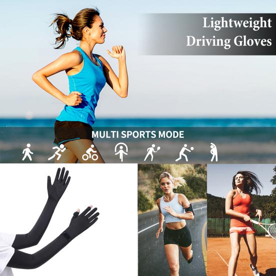 UV Protection Long Gloves, Full Finger Summer Driving Gloves, Anti-Slip Palm, Wrist Watch Opening, Sun Protection Gloves for Women Cycling Hiking