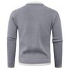 Men's Casual Solid Color Fake Two-piece Knitted Sweater, Men's Long-sleeved Pullover, Loose Inner V-neck Over Round-neck Sweater
