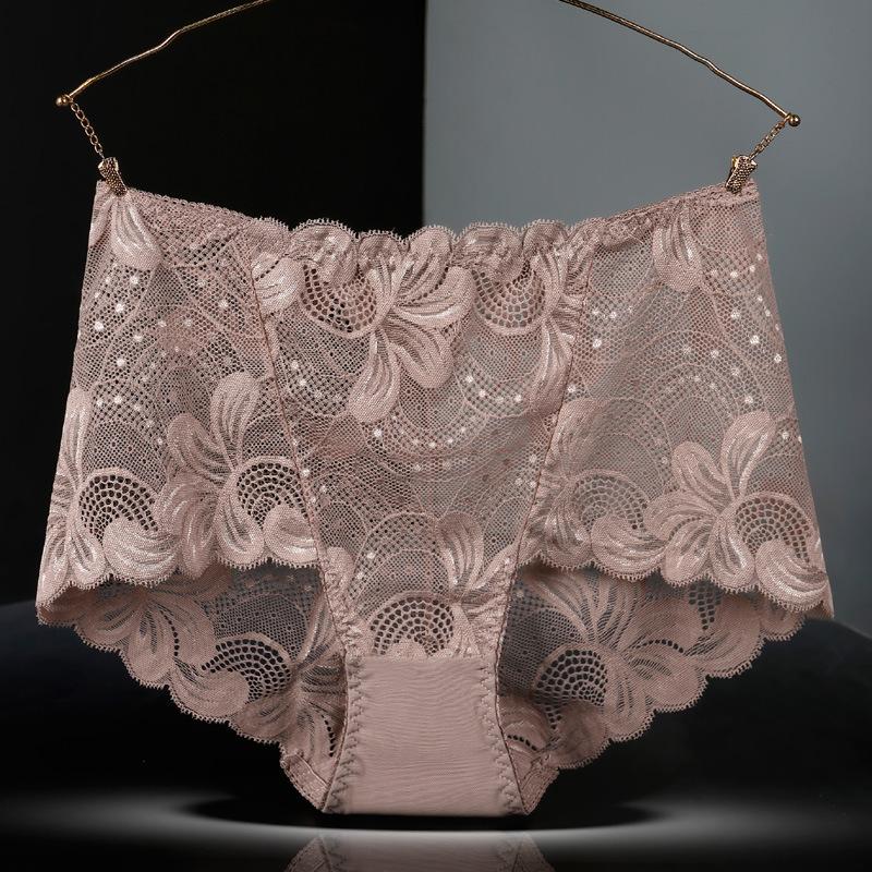 45-150kg Women Plus Size Lace Panties Sexy High Waist Pants Seamless Butt Lifter Lingerie Female Flowers Mesh Breathable Briefs