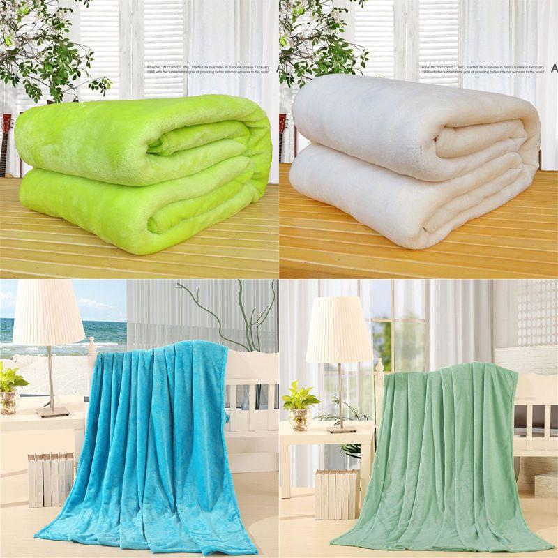 Warm Super Soft Flannel Blanket Thickened Sofa Bedroom Solid Color Rugs Throw