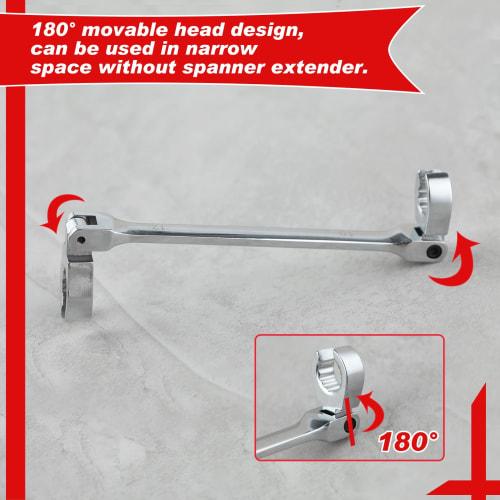 GOLD DEER Double Flare Nut Wrench, Flare Nut Open End Wrench, Flex, Flare Nut Wrench, Brake Pipe Open End Wrench, 10x12mm, Swivel Brake Pipe Open End