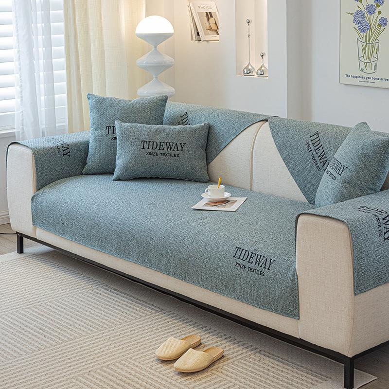 

Льняной Чехол для Дивана Однотонный Вышитый Чехол для Дивана для Гостиной Нескользящий Хлопковый Подлокотник 1 2 3 4 Местный Диван 70x70