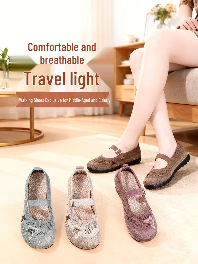 2026 Summer Women's Slip-On Old Beijing Style Non-Slip Comfortable Flat Shoes for Middle-Aged and Elderly Moms