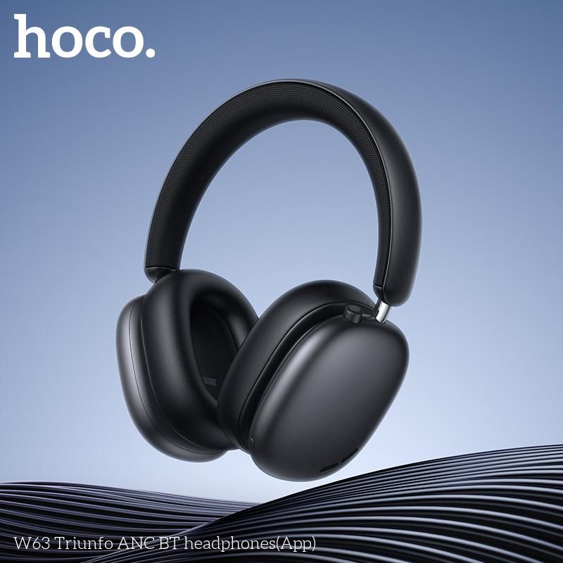 Hoco W63 Triunfo Kablosuz Kulaklık, Bluetooth 5.4, ANC'li, Uygulama Kontrollü, 55 Saat Çalma Süresi, Rahat Kulak Üstü Tasarım