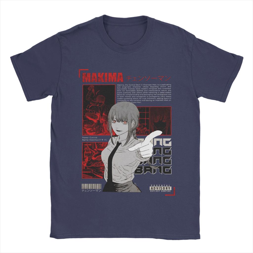 Makima Chainsaw Man Japanisches Anime-Poster T-Shirt Sommer Harajuku T-Shirts Herren Baumwolle Oversize-T-Shirts Kurzarm Vintage-T-Shirt