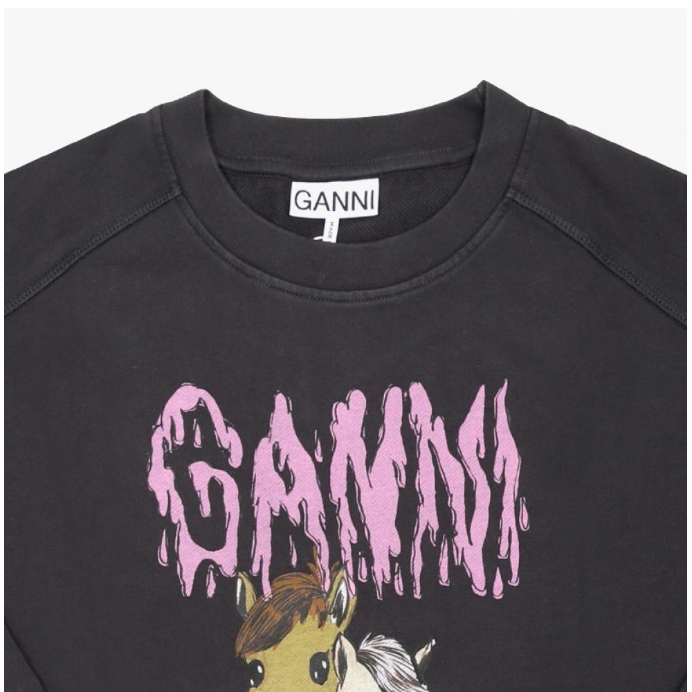 Ganni Women Pony Logo Sweatshirt 252 A1060018