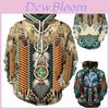 Moletom Canguru com Capuz Casaco Totem Tribal Nativo Americano Chefe Indiano para Homens e Mulheres Quente e Macio