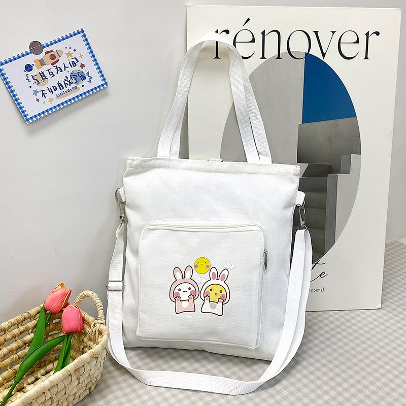 

Полотняна сумка, жіноча сумка, студентський рюкзак великої місткості, корейська сумка на блискавці, косметичка білий