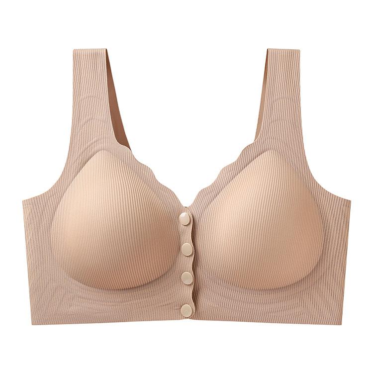 1111 Front Open Buckle Middle-aged and Elderly Mother Model Fat M Thin Seamless Rimless Breastfeeding Vest Bra