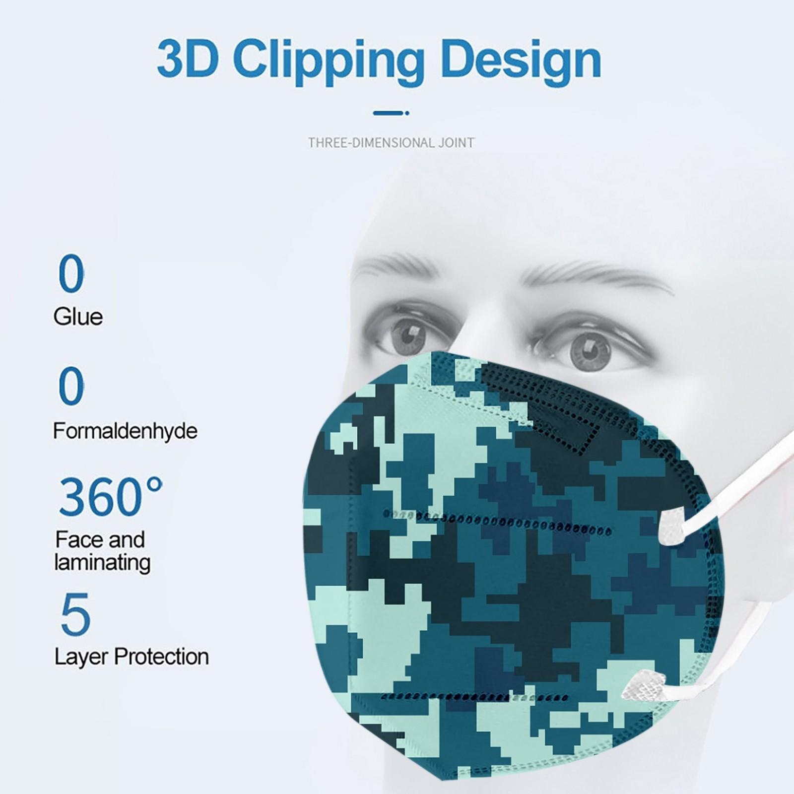 

10PC Adult Printed 5-Layer Mask Dust-Proof Windproof Mist Pollution Filter