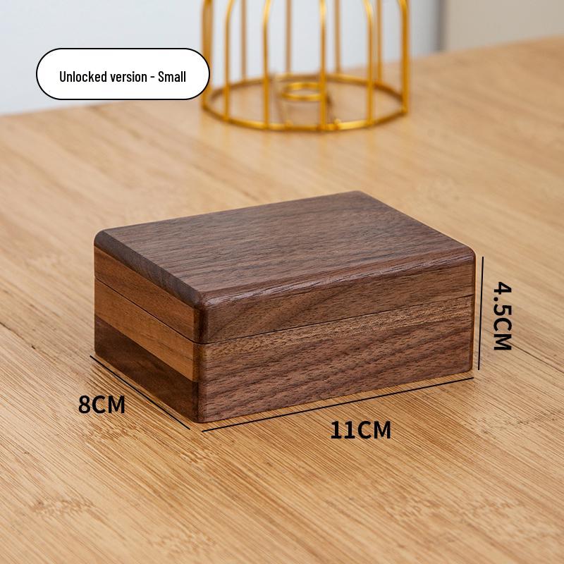 Деревянный ящик для документов из черного ореха с замком - Настольный сундук для хранения из массива дерева