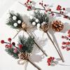 10pcs Festive Christmas Pick Bouquet - Artificial Pinecones and Berries with Rustic Twine, Plastic Floral Picks for Winter Wonderland Ambiance