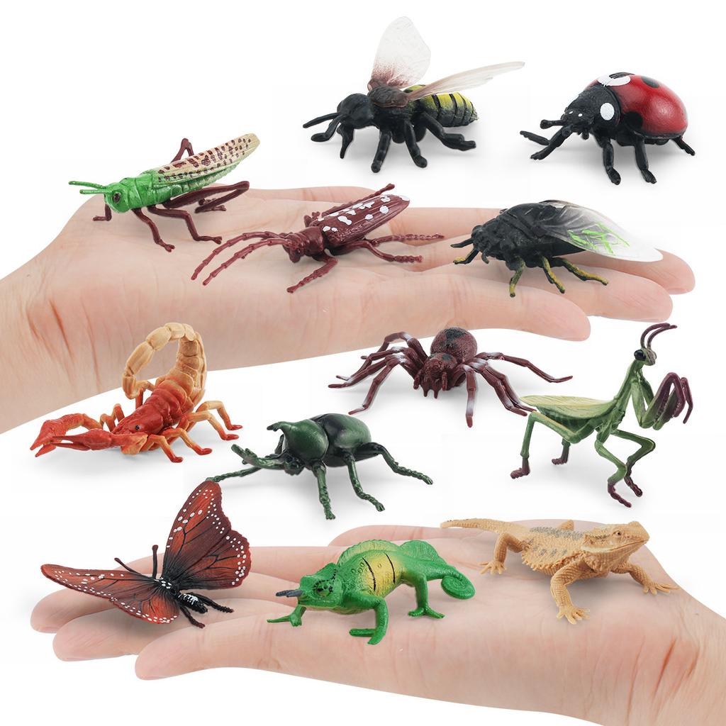 Simulation Insect Model Set Lizard Scorpion Spider Bee Ladybug Butterfly Mosquito Dragonfly Static Ornament