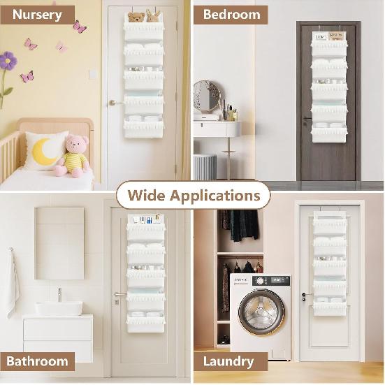 Over The Door Organizer Hanging, 5 Pockets Boho Nursery Decor Over Door Storage Hanging Storage Organizer Behind The Door Storage With Tassels