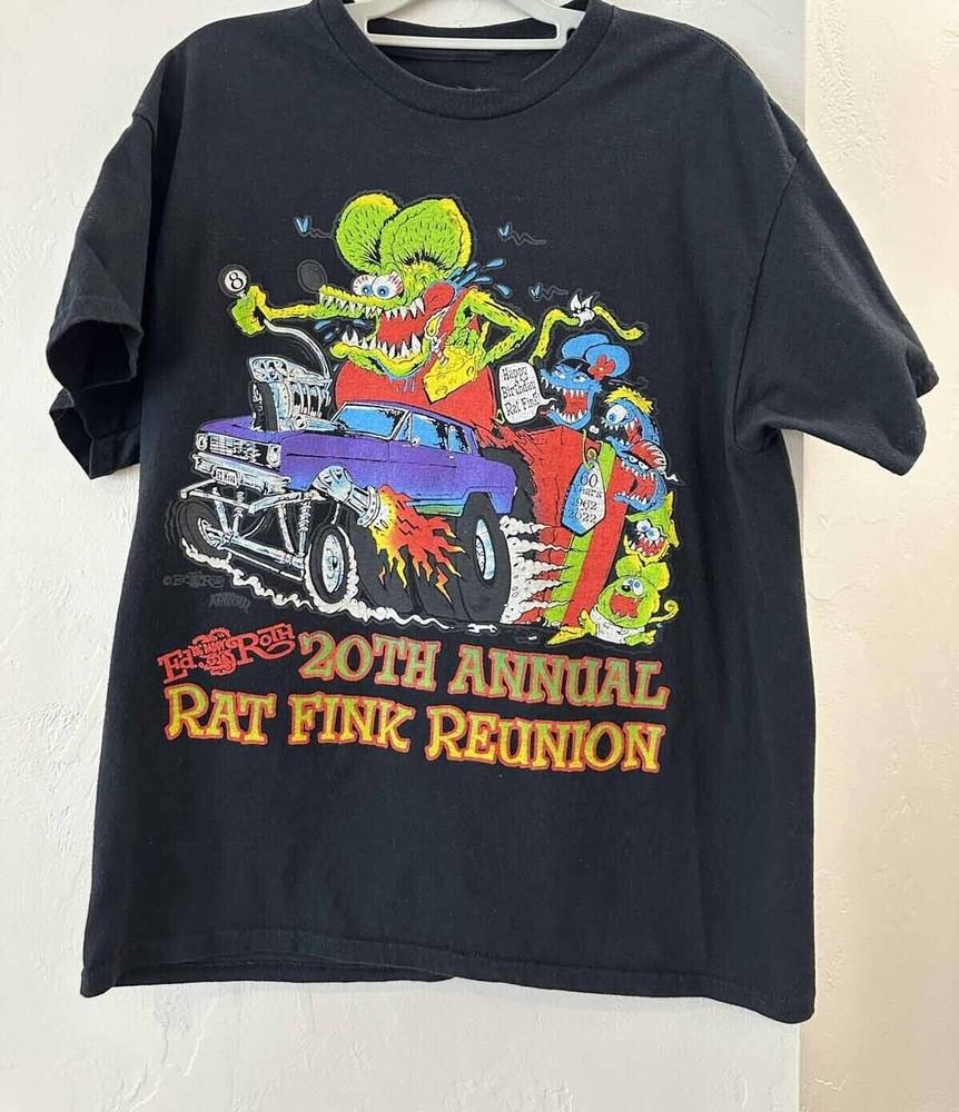20-я ежегодная футболка-реюньон Rat Fink Черная Унисекс Смешная S-5XL 1G0211 Унисекс Футболка XXXXL