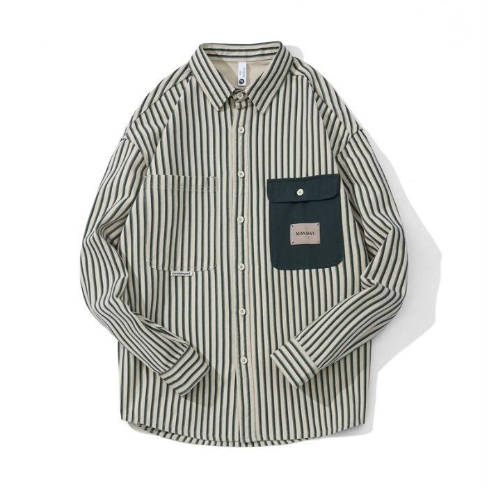 

Новая весенняя ретро-рубашка с длинным рукавом в полоску из чистого хлопка для мужской верхней рубашки 3XL